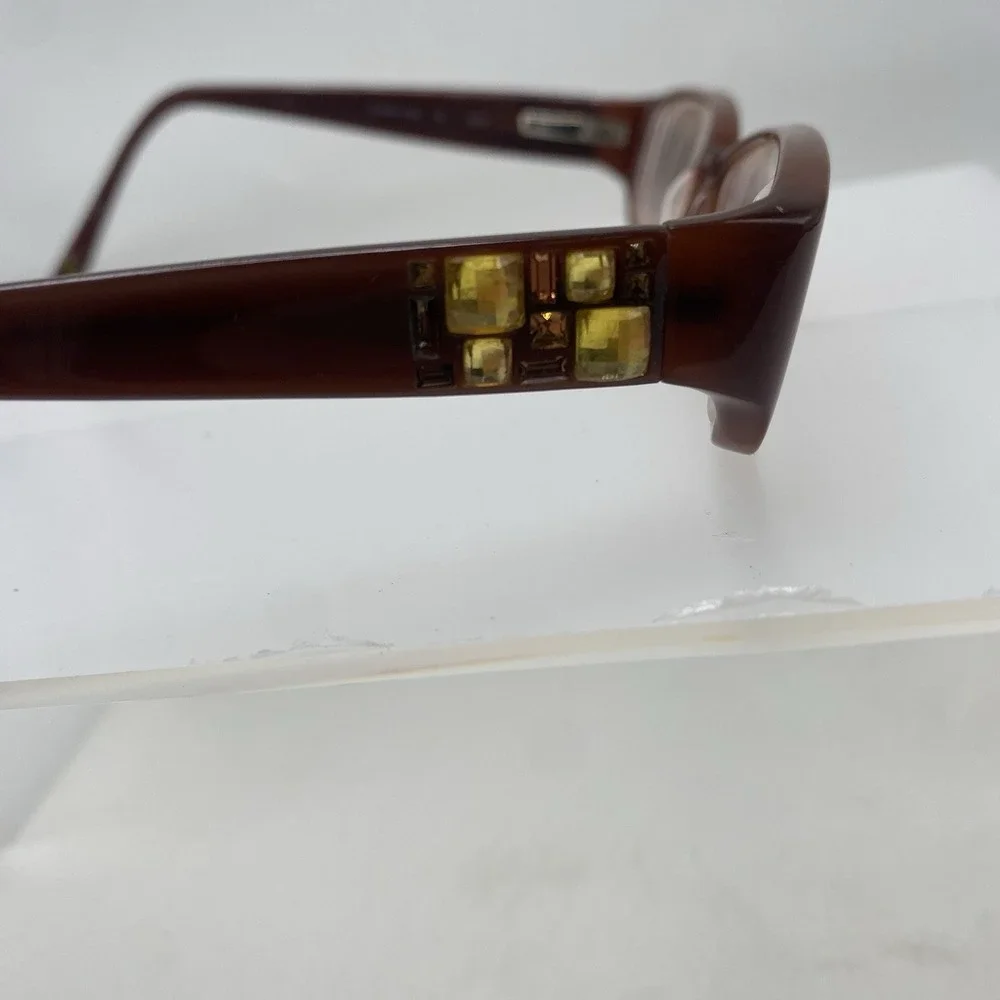 Bebe Eyeglasses Women FRAME ONLY Bejeweled 135 Smoked Topaz 728